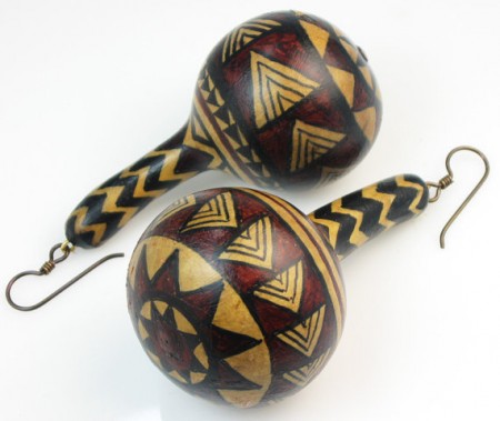 African inspired design on gourd earrings