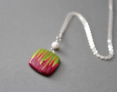 Polymer clay pendant necklace