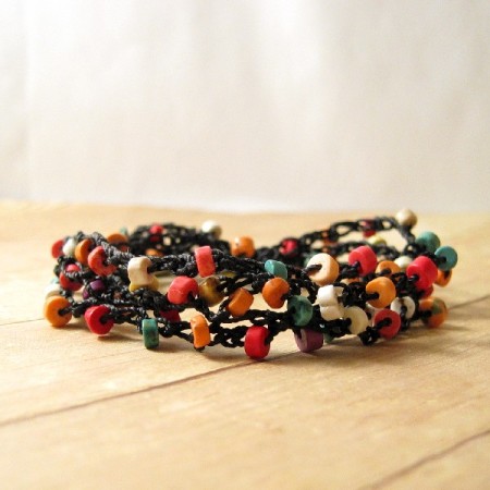 MaryAnn: Rainbow Beaded Wrap Bracelet 1