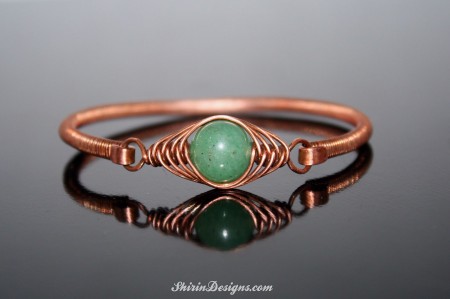 Aventurine and Copper bangle bracelet