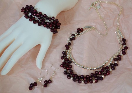 Deep purple freshwater pearls