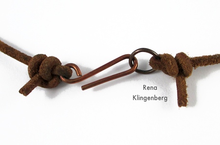 Clasp for Rustic Leather Cord and Bead Necklace - tutorial by Rena Klingenberg
