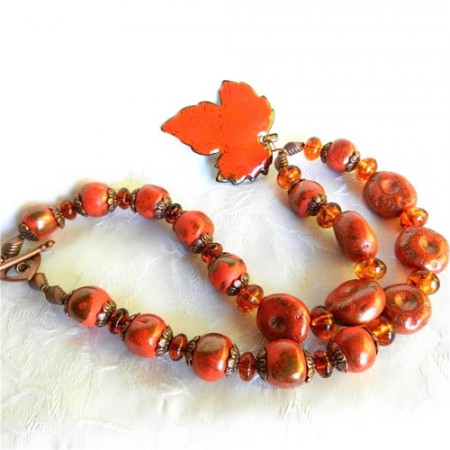 AGarner: Enameled Pendant & Polymer Clay Necklace 2