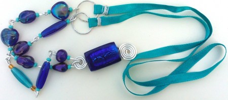 Blue glass beads necklace