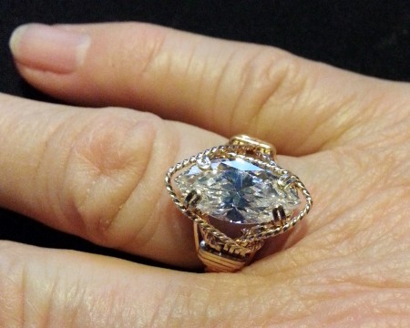 Marquise Cubic Zirconia Ring in 14 Karat Gold-Filled Wire by Naomi Fron