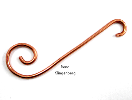 The beginning of the second spiral end - Spiral Wire Hook Clasp - tutorial by Rena Klingenberg