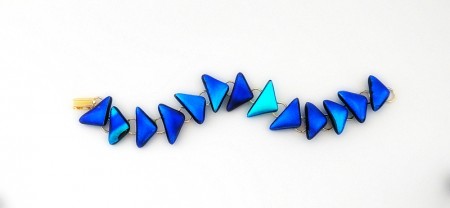 Multiple hues of blue dichroic glass for a beautiful overall look.