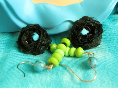Black Rose Rock Garden Earrings