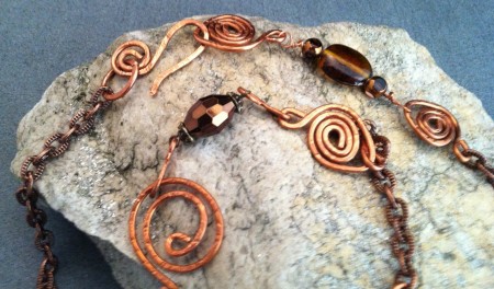 Necklace Chain with Copper Spirals