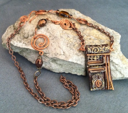 Finished Polymer Clay and Copper Necklace