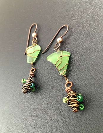 KTibbetts: Green Sea Glass Earrings 2