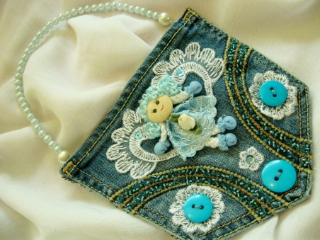 "Little Blue Angel" Jewelled Pocket Purse