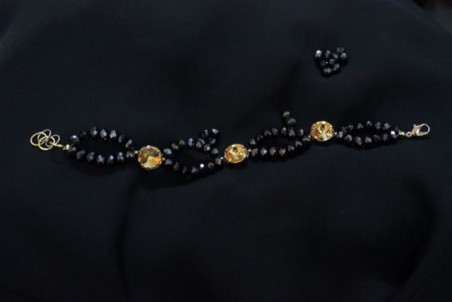Topaz Swarovski elements with black crystals