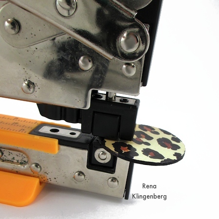 Attaching an eyelet to Animal Print Earrings - Tutorial by Rena Klingenberg