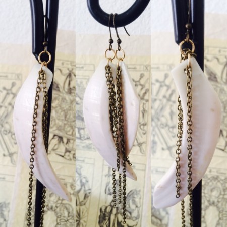 Hand Carved Willd Boar Tusk Earrings