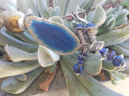Cobalt agate with lapis earrings