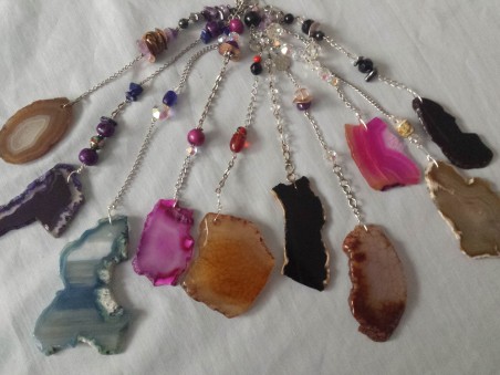 agate pendants on long chains