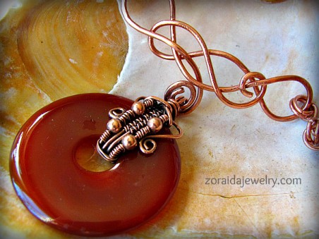 Pendant for copper and carnelian necklace by Zoraida  - featured on Jewelry Making Journal