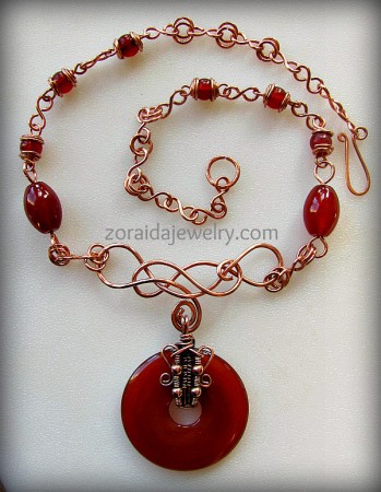 Copper and carnelian necklace by Zoraida  - featured on Jewelry Making Journal