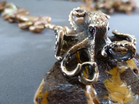 Octopus on a Rock Necklace by Dana C Smith - featured on Jewelry Making Journal