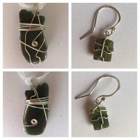 Netted Greenstone Earrings and Pendant by Cora - featured on Jewelry Making Journal