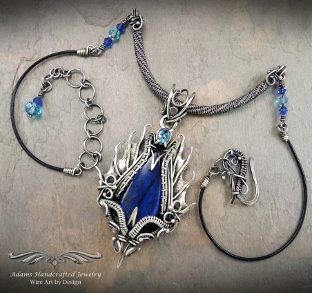 Blue Labradorite Necklace Fine Silver w/ Swiss Topaz by Daryl Adams - featured on Jewelry Making Journal