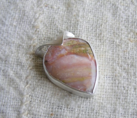 Pink Andes Opal Pendant with Silver Neck Collar by Barbara Jacquin - featured on Jewelry Making Journal