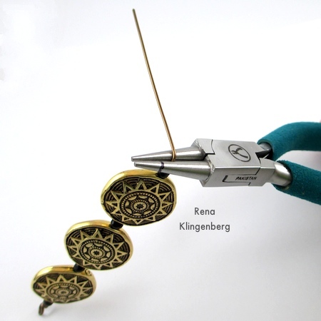 Making the second wire wrapped loop for Beads and Chains Bracelet - Tutorial by Rena Klingenberg