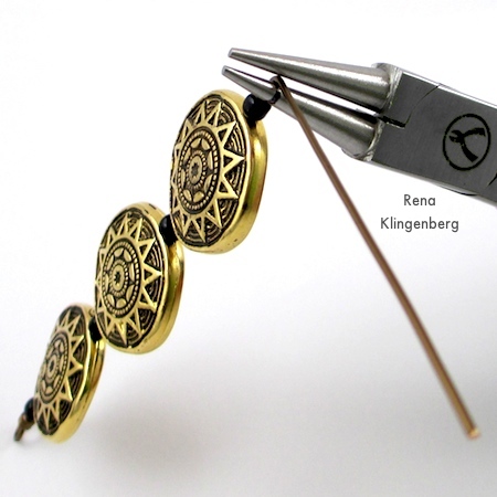 Making the second wire wrapped loop for Beads and Chains Bracelet - Tutorial by Rena Klingenberg