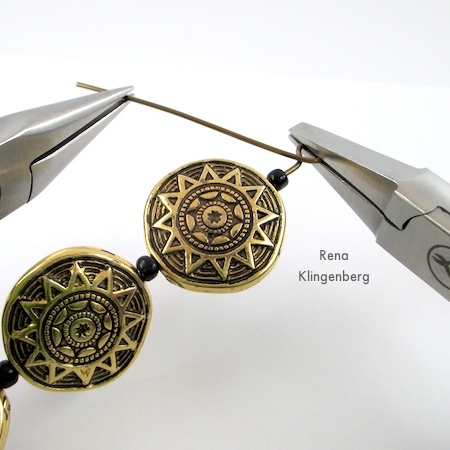 Making the second wire wrapped loop for Beads and Chains Bracelet - Tutorial by Rena Klingenberg