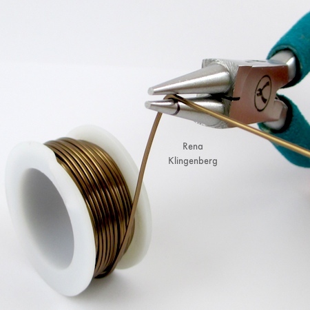 Making wrapped wire loop for Beads and Chains Bracelet - Tutorial by Rena Klingenberg