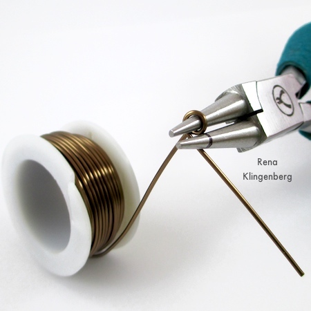 Making wrapped wire loop for Beads and Chains Bracelet - Tutorial by Rena Klingenberg