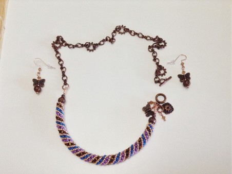 Spiral, Copper Chain, Charms, Crystals by Sue  - featured on Jewelry Making Journal