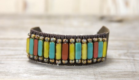 Turquoise Bohemian Leather Bracelets by Carmen Alonso  - featured on Jewelry Making Journal