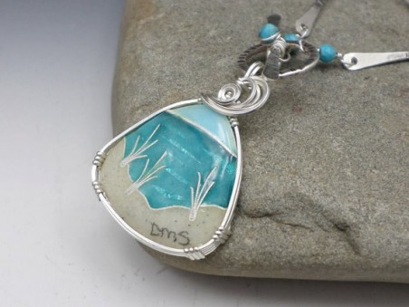 Beach scenery cloissone by Delia Stone  - featured on Jewelry Making Journal