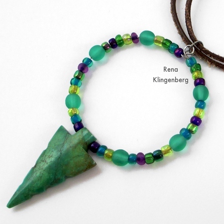 Finished pendant for Memory Wire Pendant and Earrings - Tutorial by Rena Klingenberg