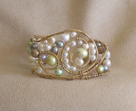 Pearls and More Pearls - Cuff Bracelets by Nancy Vaughan  - featured on Jewelry Making Journal