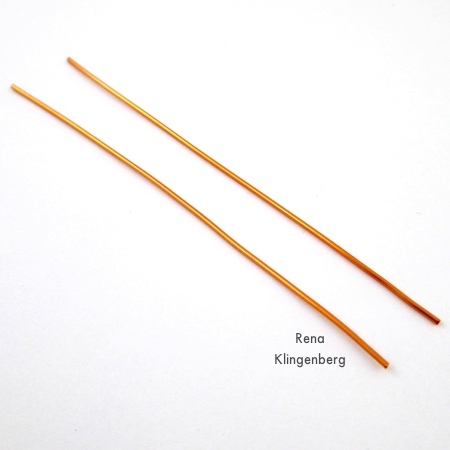 Wires cut for Square Hoop Earring Jackets - Tutorial by Rena Klingenberg