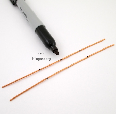 Marking wires for Square Hoop Earring Jackets - Tutorial by Rena Klingenberg