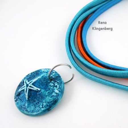 Attaching the pendant to "Summer" Easy Multi Wrap Bracelet - Tutorial by Rena Klingenberg
