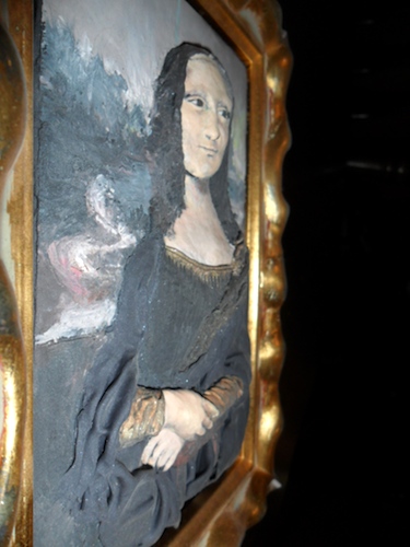 Mona Lisa portrait in polymer clay by Tish Egerton  - featured on Jewelry Making Journal