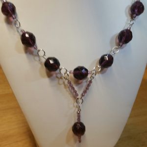 Fire polish and amethyst necklace by Catherine Smith - featured on Jewelry Making Journal