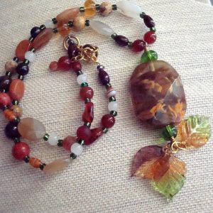Multi gemstone fall necklace by Kathy Zee - featured on Jewelry Making Journal