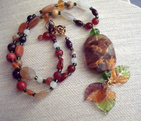 Multi gemstone fall necklace by Kathy Zee - featured on Jewelry Making Journal