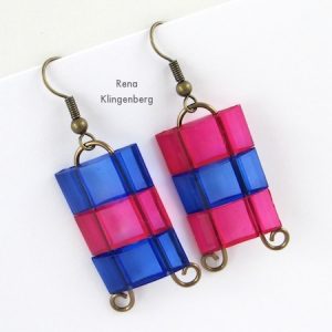Earrings with Two-Hole Beads - Tutorial by Rena Klingenberg