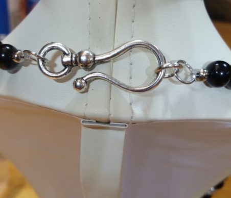 Clasp on Onyx with Metal Bead Necklace and Earrings by Catherine  - featured on Jewelry Making Journal