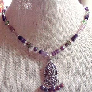 Fluorite Gemstone Beaded Necklace by Kathy Zee - featured on Jewelry Making Journal