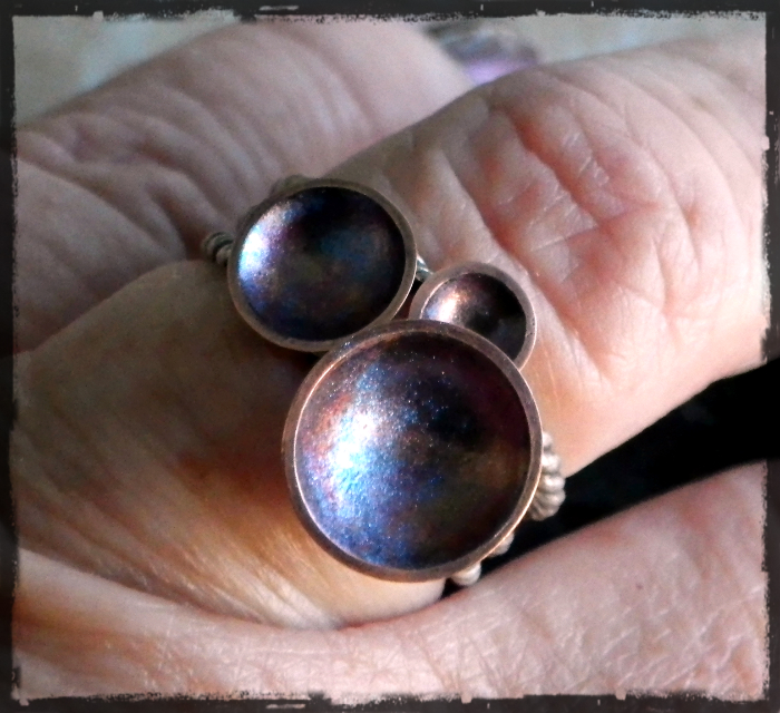 Nebula Etched Copper and Sterling Stacking Rings Jewelry Making Journal