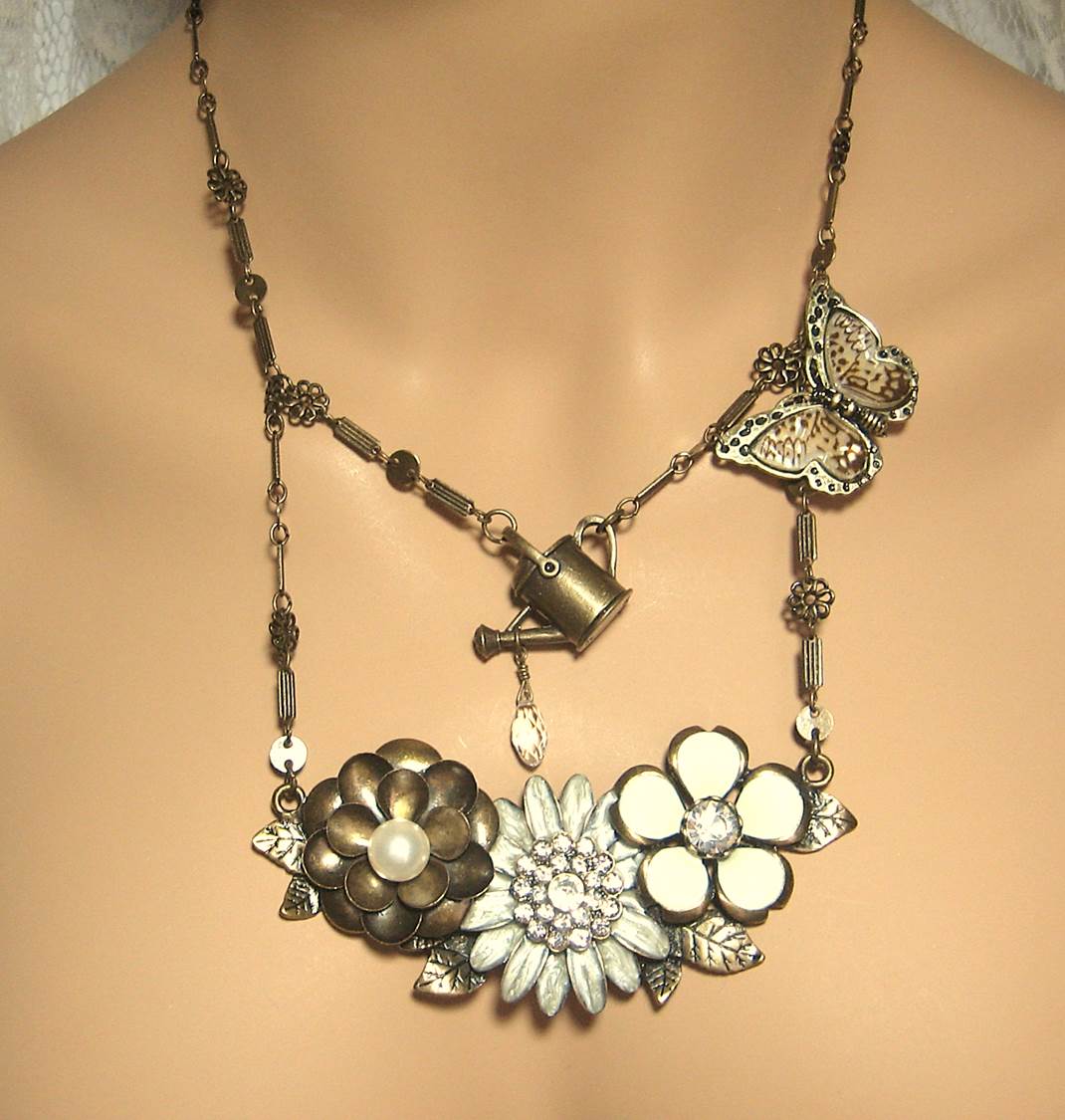 Brass Butterfly Garden Necklace Jewelry Making Journal