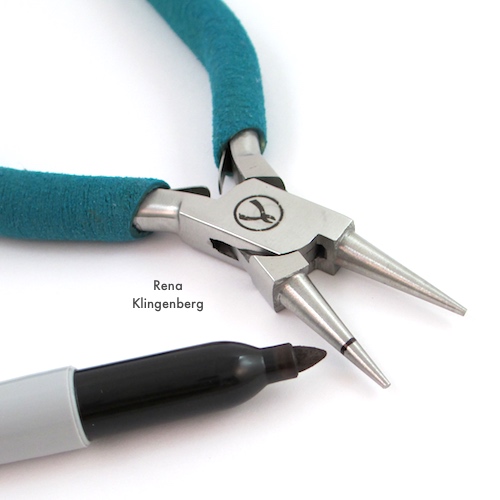 Colorful Hoop Earrings (Tutorial) by Rena Klingenberg - marking pliers